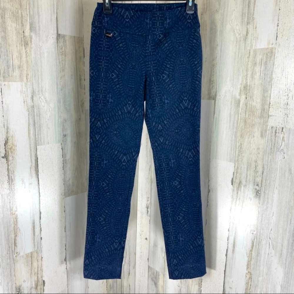 Lisette L Montreal Women’s Blue Geometric Mosaic Print Athleisure Athletic Pants